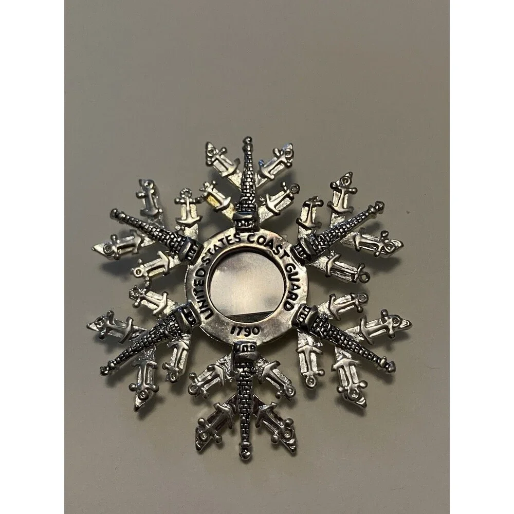 US Coast Guard Snowflake Frame Ornament Silver Tone photo center